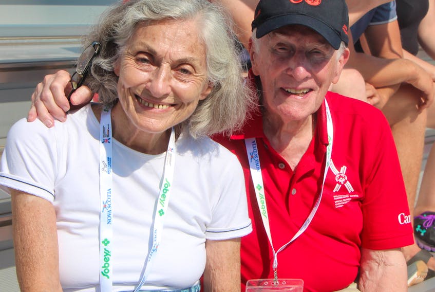 Dr. Frank and Marion Hayden enjoy the athletics competition Wednesday morning during the Special Olympics Canada 2018 Summer Games in Antigonish. The couple were front and centre for the first Special Olympics, which took place 50 years ago in Chicago. Frank is known as the pioneer of Special Olympics. Corey LeBlanc