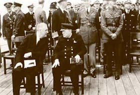 Franklin D. Roosevelt (left) and Winston Churchill in Placentia to proclaim the Atlantic Charter, Aug. 14, 1941. — Submitted photo