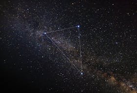 The Summer Triangle - which can be seen in the night's sky around 10 p.m. over the East Coast - is composed of three bright stars from three different constellations, including Cygnus - the Swan, and Aquila - the Eagle.