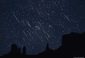 This image - actually a composite of six exposures of about 30 seconds each - was taken in 2001 by Sean M. Sabatini over Monument Valley, a year when there was a very active Leonids shower. - NASA