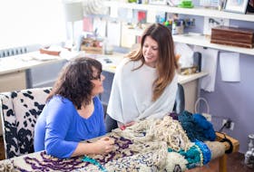 Deanne Fitzpatrick, left, loves to share her passion for rug hooking with others. 