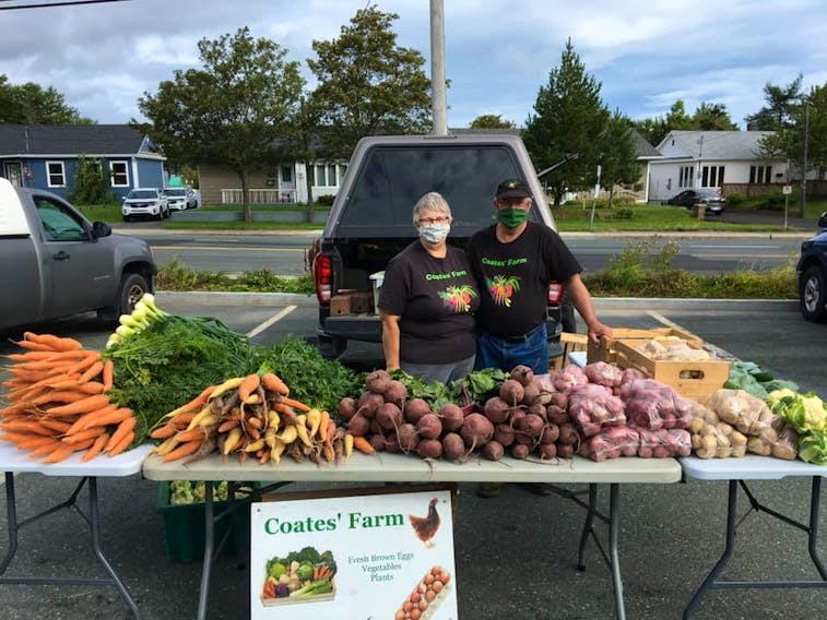 Vendors from Coates' Farm, based in Conception Bay South, are frequently at the St. John's Farmers' Market. The vast majority of vendors at the market have returned after the COVID-19 closure.
