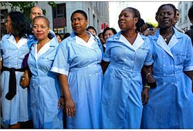 Hotel workers turn out in a show of support in New York City, June 2011. — Screenshot from the U.K. Daily Mail