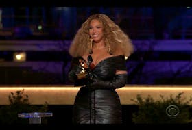 Beyoncé wins the Grammy for Best R&B Performance for "Black Parade" in this screen grab taken from video of the 63rd Annual Grammy Awards in Los Angeles March 14. CBS/Handout via REUTERS
