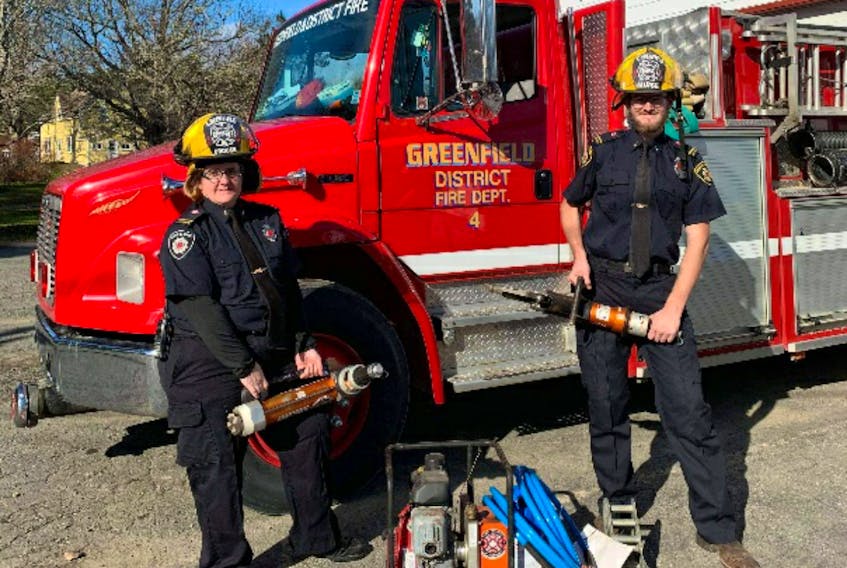 The Greenfield and District Fire Department will be hosting its annual Christmas tree lighting ceremony on Nov. 29. Shown here are Lt. Krista Crouse and Lt. Mathew Muise. - Contributed