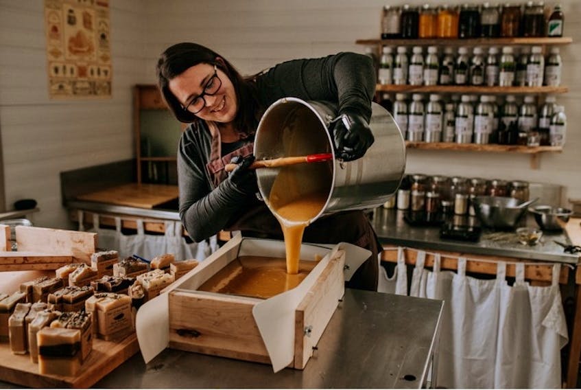 Emily Rogers of South Waterville, N.S. is the founder of Hen of the Woods Artisan Acres. Along with her small-scale farm, Rogers creates natural soap products, mostly from what she has grown herself. 
