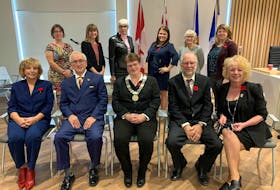  The Municipality of the District of Lunenburg's new Council includes a record nine women. Front row, left to right: Sandra Statton, Martin Bell, Carolyn Bolivar-Getson, Reid Whynot and Cathy Moore. Back row, left to right: Michelle Greek, Leitha Haysom, Wendy Oickle, Chasidy Veinotte, Pam Hubley and Kacy DeLong. CONTRIBUTED