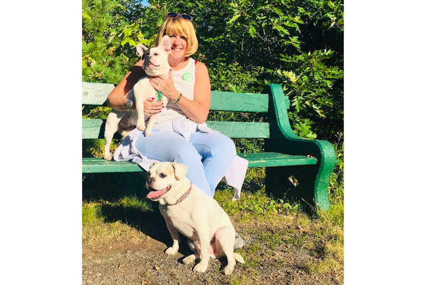 Halifax’s Jo-Ann Roberts, interim leader for the Green Party of Canada, is pictured with her two grand-dogs. CONTRIBUTED