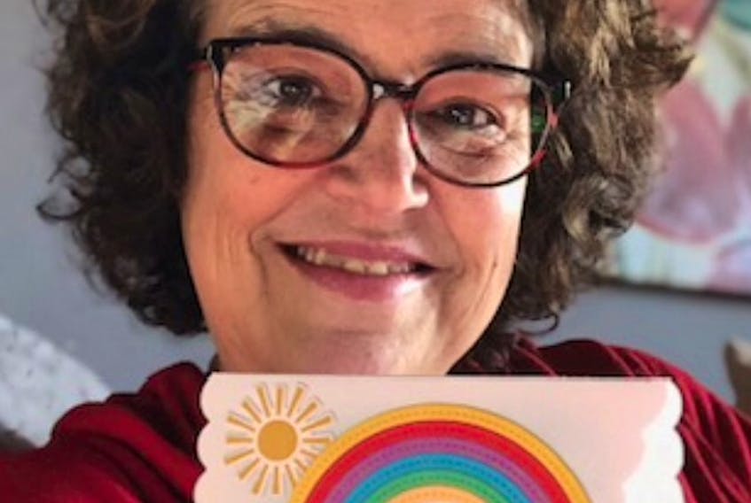 Donna Hendrick with one of her hand-crafted cards. The Cambridge, NS woman has been sending handmade cards to friends, family, first responders, pharmacy workers and others on the front line of the COVID-19 pandemic.