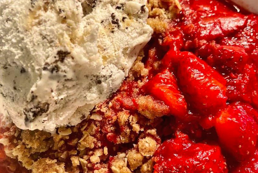 Samantha Blizzard, a registered dietitian with the Atlantic Superstore in Charlottetown and Montague, P.E.I., says to use summer produce and turn it into something like this strawberry crumble. CONTRIBUTED