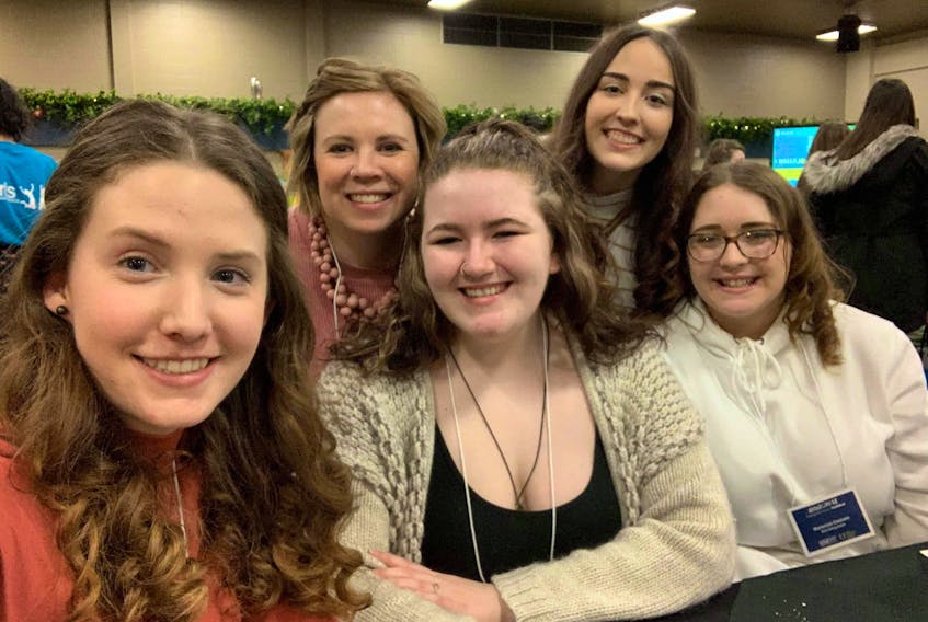 Along with friends, Destinee MacInnis helped form the Girls Taking Action group in Port Hawkesbury. From left are members Tessa MacIsaac, Faye Fraser, MacInnis, Josie Melnick and Mackenzie Chisholm. Missing from the photo is Lauren Burton.
