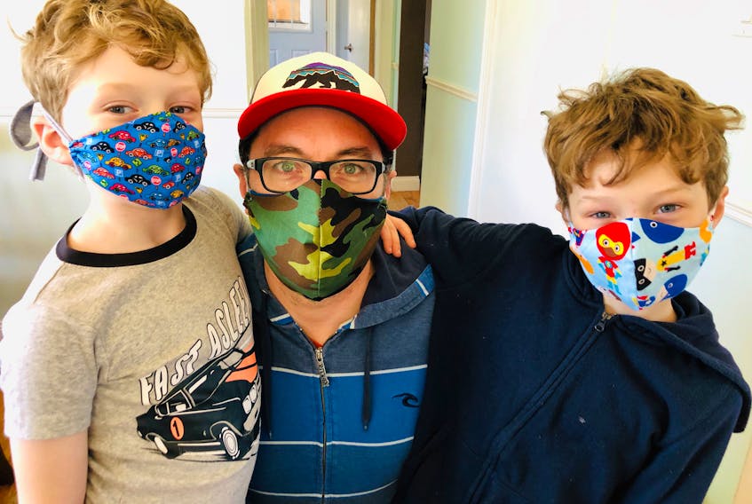 Kara Hebb, Nile Mile Creek, P.E.I. operates Saelvage, which focuses on handmade children’s apparel. She has recently added basic and fitted masks for children and adults to her offering. Here, her family models the fitted masks available online.
