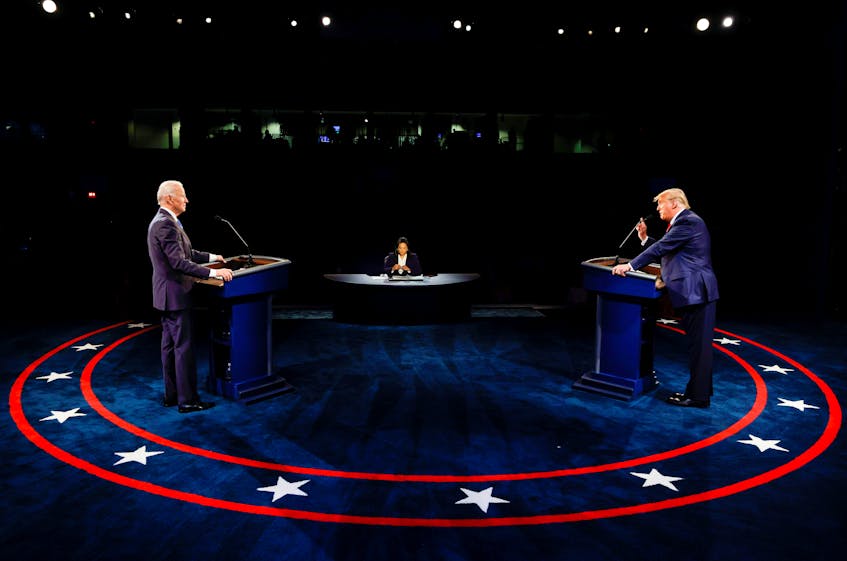 U.S. President Donald Trump and Democratic presidential nominee Joe Biden face off in the third and final presidential debate Oct. 22. Political scientist Peter McKenna argues that Biden is a better choice from a Canadian perspective. REUTERS/Jim Bourg/Pool
