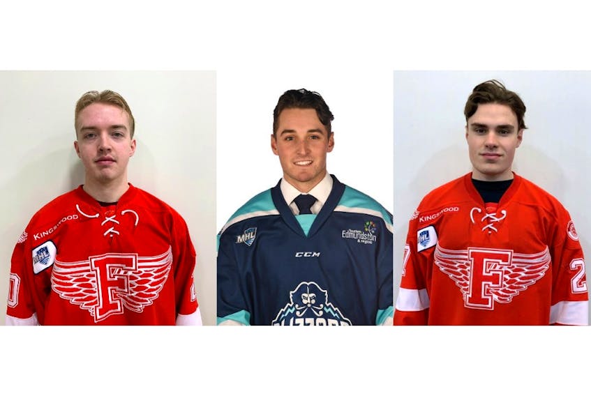 Aaron Brown, left, Chad Wilson and Marc-Antoine Couture were acquired by the Valley Wildcats in separate trades with the Edmundston Blizzard and Fredericton Red Wings.