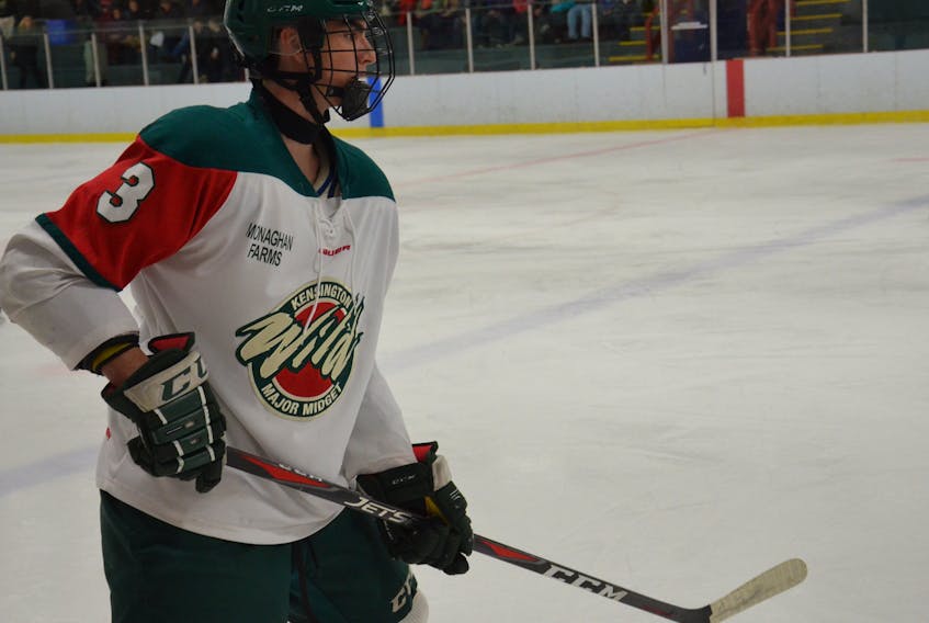 Defenceman Matt McQuaid is in his second season with the Kensington Wild of the New Brunswick/P.E.I. Major Midget Hockey League. He has one goal and five assists in 13 regular-season games.