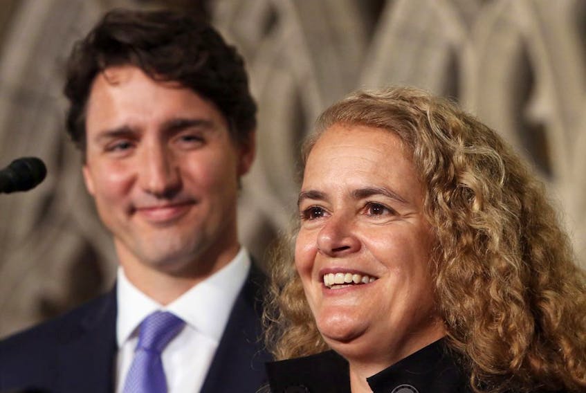 Prime Minister Justin Trudeau with former astronaut, and then-Governor General designate, Julie Payette, on July 13, 2017.
