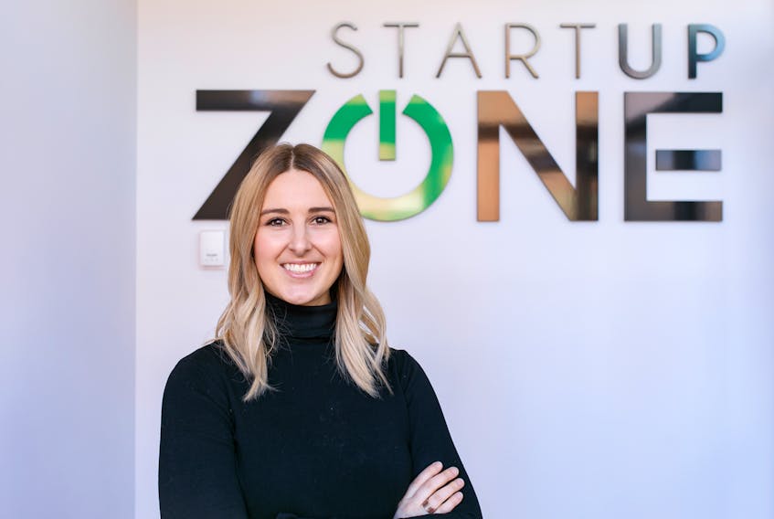 Emily Coffin, owner of codeAtalntic, works on her high-tech education business out of the Startup Zone, P.E.I’s only business incubator, located on Queen Street in Charlottetown. - Brady McCloskey