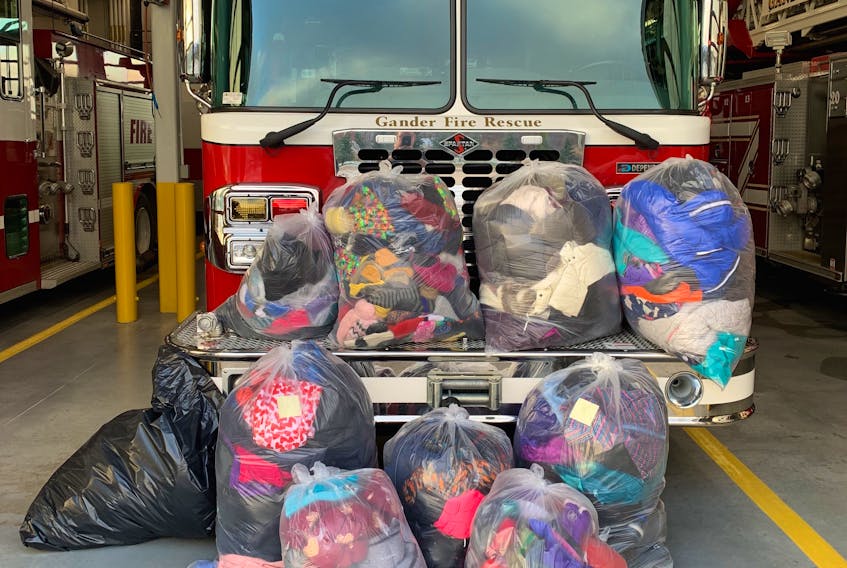 The Gander Fire Rescue made sure children in their town will have warm clothes for the winter if they need them after collecting 432 pieces of clothing since Nov. 6. Contributed photo 