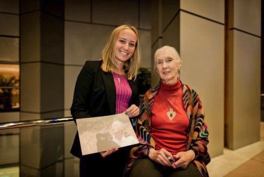 Gander native Allison Parratt, left, poses for a photo with Dr. Jane Goodall during a meeting in  Shanghai in 2012. Contributed 