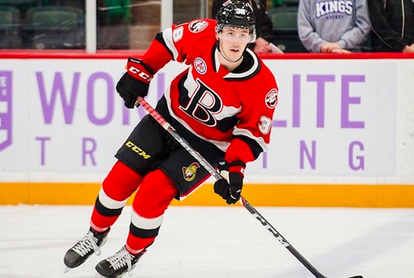 If Miles Gendron, acquired in a trade between the Toronto Maple Leafs and Ottawa Senators organizations earlier this week, makes his Newfoundland Growlers debut tonight against the Florida Everblades, he’ll be the 17th different defenceman to suit up with the Growlers this season. — Belleville Senators photo