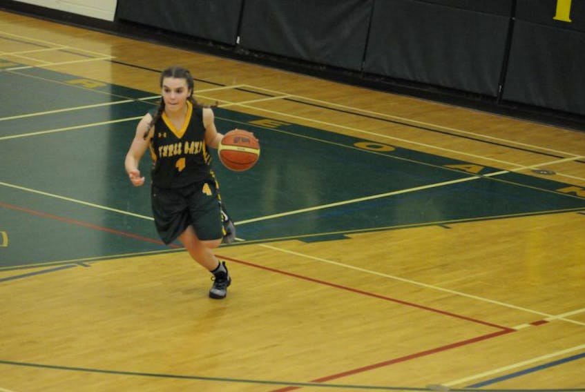 Grade 11 guard Georgie McKenna scored 12 points for the Three Oaks Team One Axewomen in semifinal play of the 36th annual Holland College Sweetheart AAA basketball tournament in Summerside on Saturday morning. Three Oaks defeated James M. Hill 71-53 to advance to the final against Harrison Trimble at 3 p.m.