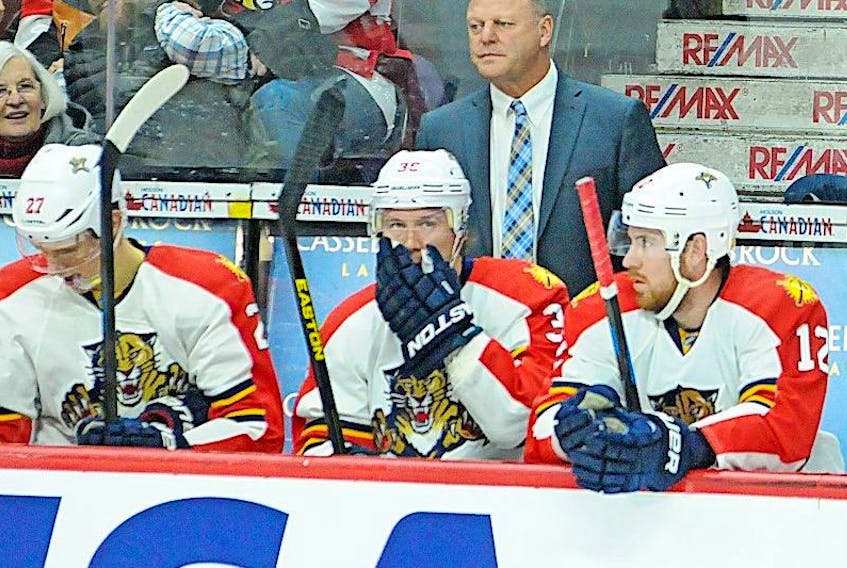 Gerard (Turk) Gallant behind the Florida Panthers’ bench during a road game against the Ottawa Senators in February 2016.