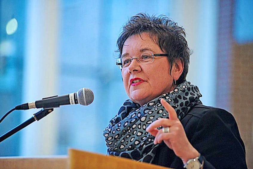 Gerry Rogers speaks at the Corner Brook Status of Women Council 40th anniversary dinner Wednesday night at Grenfell Campus, Memorial University of Newfoundland.<br />Geraldine Brophy/The Western Star