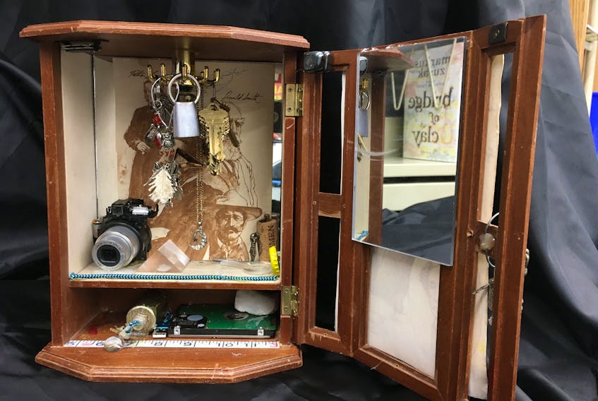 This sculpture called Time Maker was made by a Glace Bay Pathfinder named Olivia using an old jewelry box, keys, cork, a tape measure, cord, a mirror, a camera lens, magnets, books pages and a hard drive. In her artist’s message she wrote: “If we could go back in time we could make changes to improve the environment. Even though we can’t go back in time we still have the ‘keys’ to make changes now. We have the knowledge and ability to make things better in our world by reducing single-use plastic, or by sharing rides to reduce gas emissions into the atmosphere. We hold the keys.” The piece is part of the Machinery Exhibit that can be seen online at ACAP Cape Breton’s website — www.acapcb.ns.ca — and Facebook page. Contributed/ACAP Cape Breton