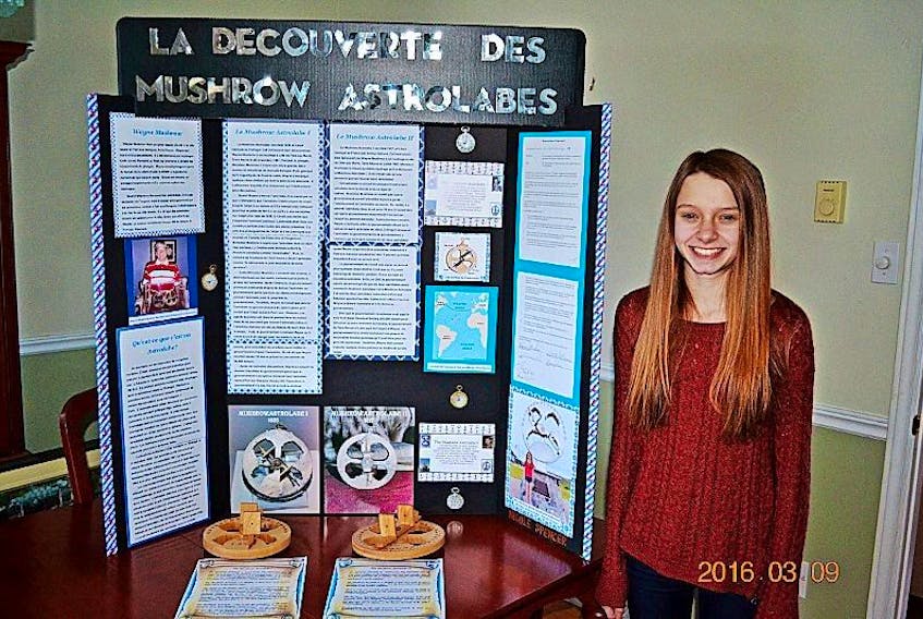 Nicole Spencer is seen with her astrolabe project.