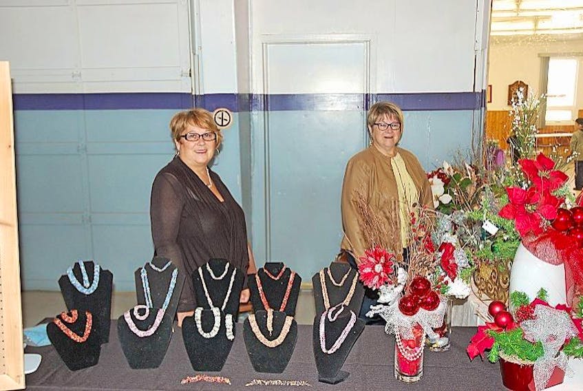Kathleen Buchanan and Blanche Kettle were at the Small Business Expo at the Port aux Basques Lion's Club on Oct. 18. Buchanan makes handmade necklaces and Kettle had handmade Christmas centrepieces at the expo.