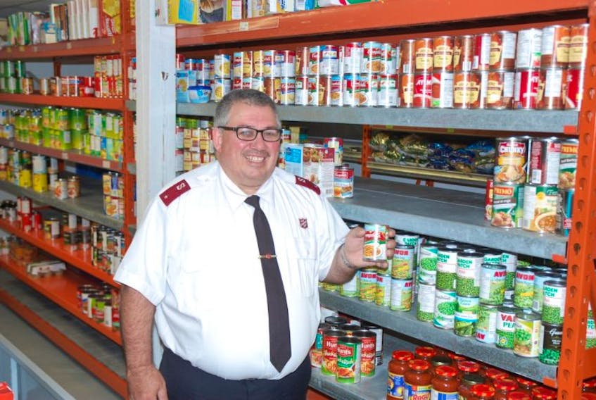Lt. Chris Street takes care of the Salvation Army food bank in Port aux Basques.