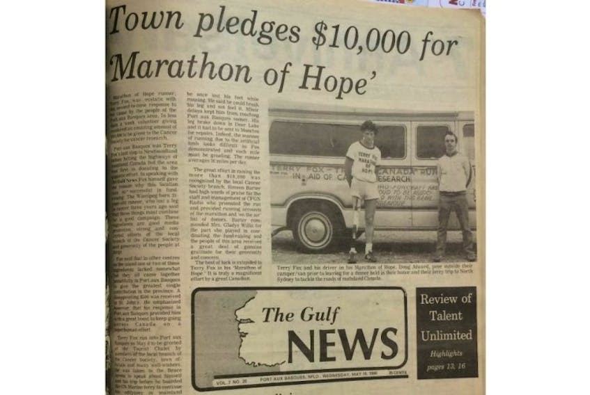 Terry Fox, while on his Marathon of Hope, made the front page of The Gulf News on May 14, 1980.
