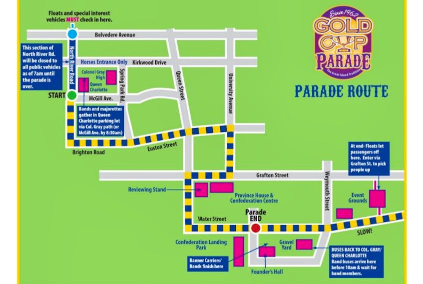 This map outlines the 2014 Gold Cup Parade route.