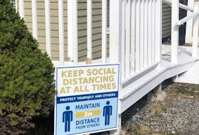 Signs like this one outside the clubhouse can be found throughout the course at The Willows as social distancing is mandated for players — Submitted