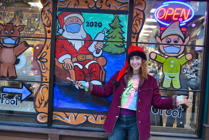 Grand Falls-Windsor artist Wendy Morgan has been painting the windows of businesses in town for the last couple of years. This one at the Grand Falls Drug Store was the first for 2020. Nicholas Mercer/SaltWire Network 