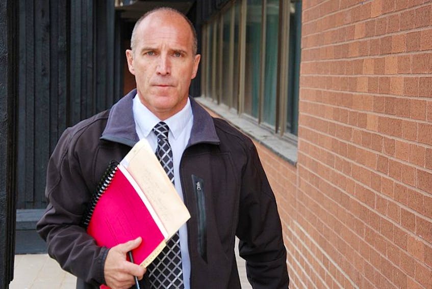 <p>Gregory Campbell leaves the Supreme Court in Charlottetown Friday after his request for a stay on his sentence was denied. Campbell, a former vice-principal at Stonepark Intermediate School, is serving 90 days for criminal harassment of his ex-girlfriend.</p>
<p>&nbsp;</p>