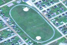 An aerial image of the Black Diamond baseball fields, soccer field and walking track in New Aberdeen. A community group is hoping to build a skating oval on the site. CONTRIBUTED
