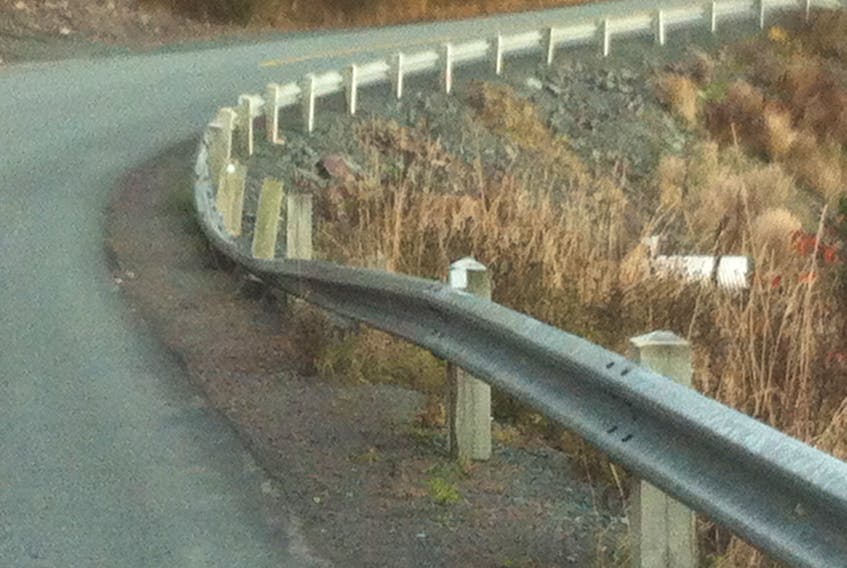 An area resident has concerns about broken guide rails on  the Argentia Access Road, Route 100. CONTRIBUTED 