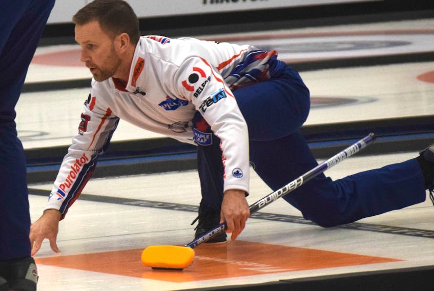 East coast favourite Brad Gushue, who hails from Newfoundland & Labrador, in action at the Pictou County Wellness Centre on Nov. 7