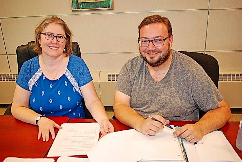 <p>Paula Sheppard-Thibeau, left, and Steve Gaulton are volunteers with the Corner Brook chapter of Habitant for Humanity NL, which is trying to find two families to live in a home the charitable organization plans to build on Petries Street in Corner Brook.</p>