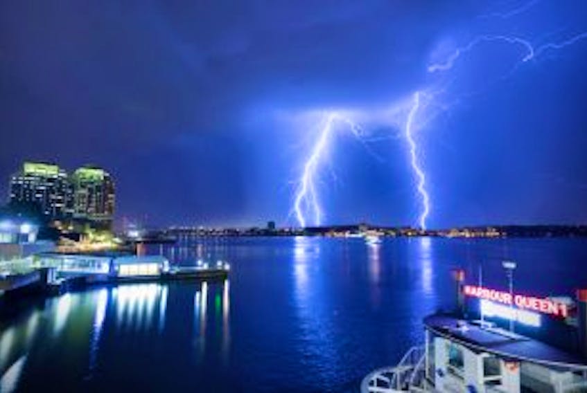 Thunder and lightning storm from the Halifax waterfront.