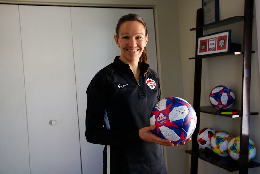 Marie-Soleil Beaudoin has been appointed to officiate at the 2023 FIFA Women's World Cup in Australia and New Zealand. The Dalhousie professor is seen in her Halifax home on Tuesday. - Tim Krochak