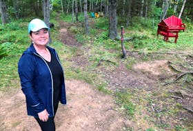 Michelle Morrison, founder of Harbourview Montessori in Westmount, stands in the woods behind the school where outdoor classrooms will be set up for students as they deal with the COVID-19 pandemic. NICOLE SULLIVAN • CAPE BRETON POST 
