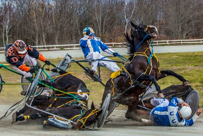 <p>This horrifying crash that sent three drivers to hospital happened at North Sydney’s Northside Downs during the final card of the track’s harness racing season last Saturday. The accident also injured the three horses, but fortunately all of them survived the harrowing experience. Meanwhile, two of the three drivers remain hospitalized.</p>