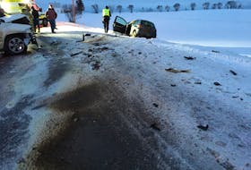 A head-on collision closed Route 1A on Feb. 13 in Central Bedeque for more than an hour. Three people were taken to hospital, one in serious condition. Alison Jenkins/Journal Pioneer