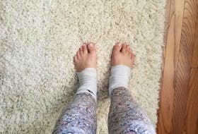 A morning hike didn't go well for Heather Huybregts, who ended up with blistered feet and had to turn socks into ankle-wraps.
