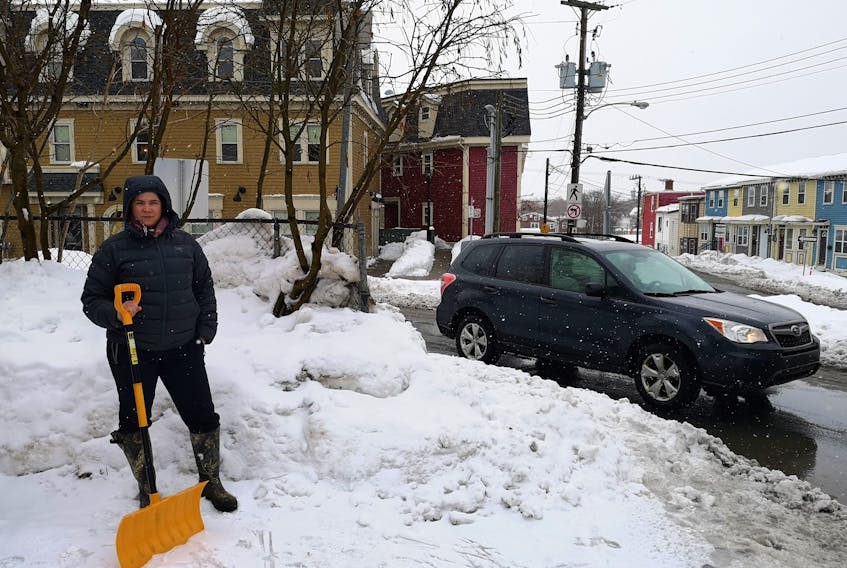 Ashley Patten has had a tricky driveway since moving to Queens Road eight years ago. But the roundabout has only made matters worse, she says. Andrew Waterman/The Telegram