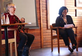 Linda Hennessy tells Kendi Tarichia some of the stories she's found about Black Islanders and their descendants. The two spoke onstage at Beaconsfield Carriage House for a Black History Month.