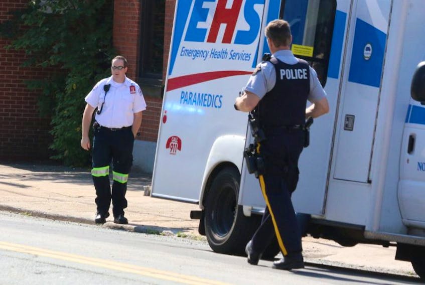 RCMP, paramedics and firefighters were called to the scene of an accident involving a pedestrian and motor vehicle Aug. 10.