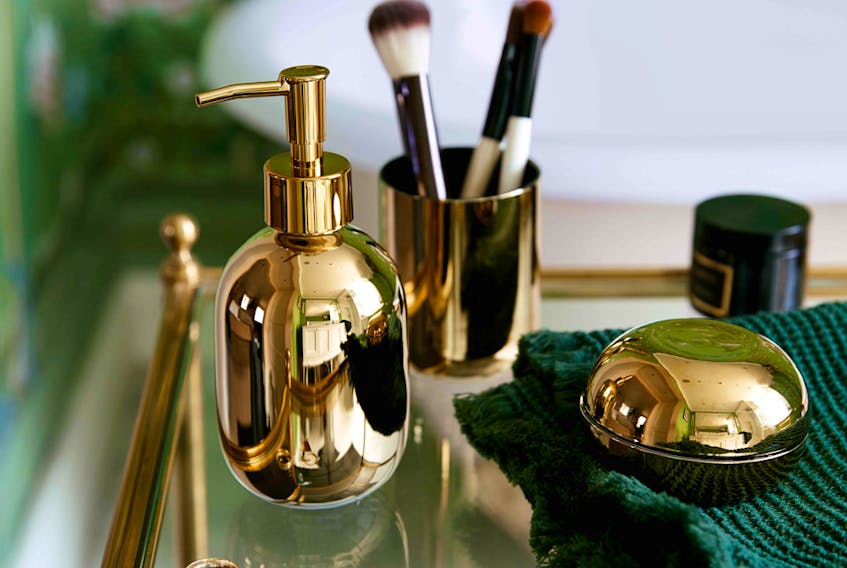 Brass inspired accessories by H&amp;M in Poppy Delevingne's home.